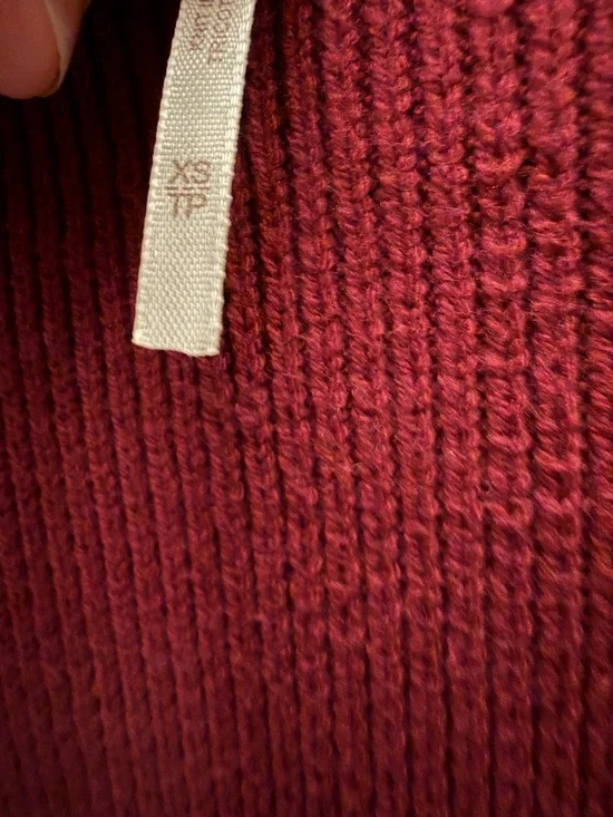 Free People Ottoman Slouchy Tunic Ribbed Mock Neck Sweater Burgundy XS - Picture 4 of 6